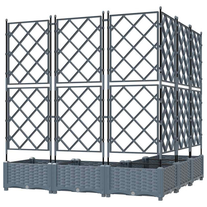 Garden Planter 5 pcs LiGht Grey 120 x 120 x 125.5 cm Plastic