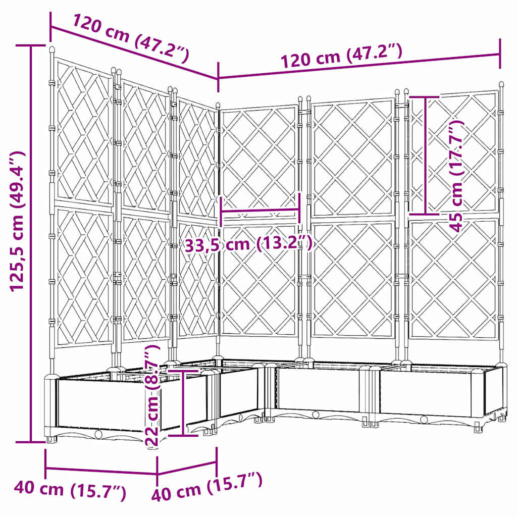 Garden Planter 5 pcs LiGht Grey 120 x 120 x 125.5 cm Plastic