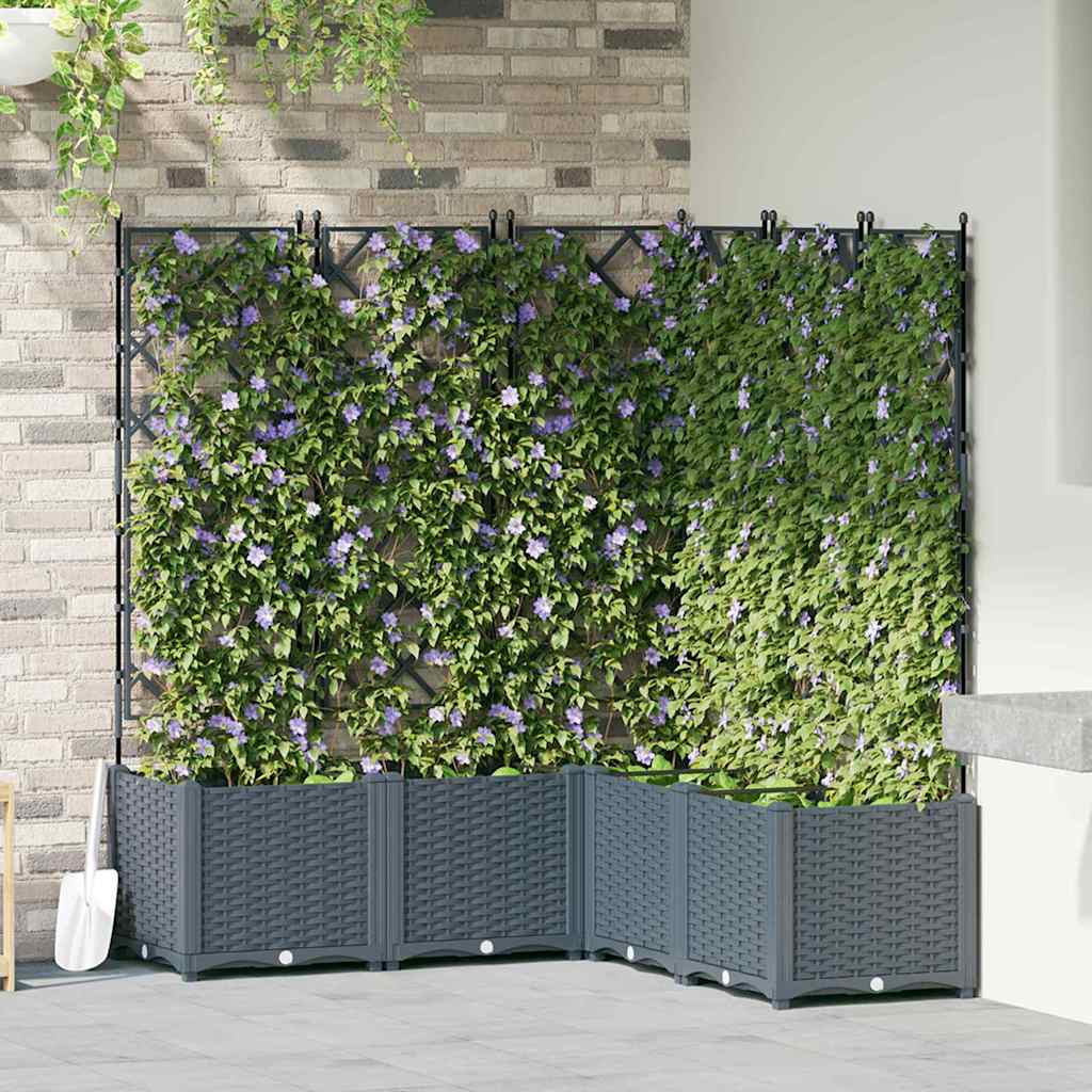 Garden Planter 5 pcs LiGht Grey 120 x 120 x 143 cm Plastic