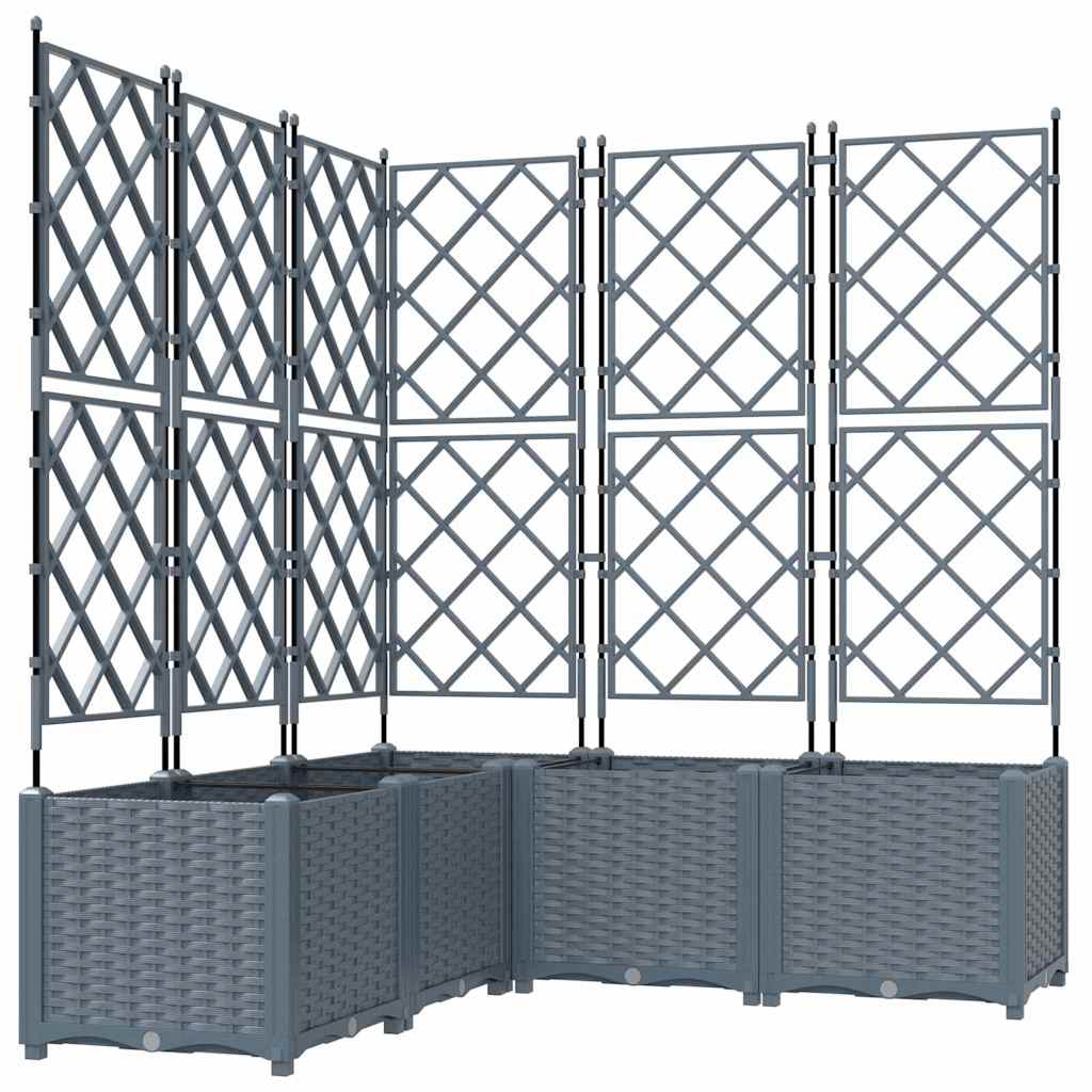 Garden Planter 5 pcs LiGht Grey 120 x 120 x 143 cm Plastic