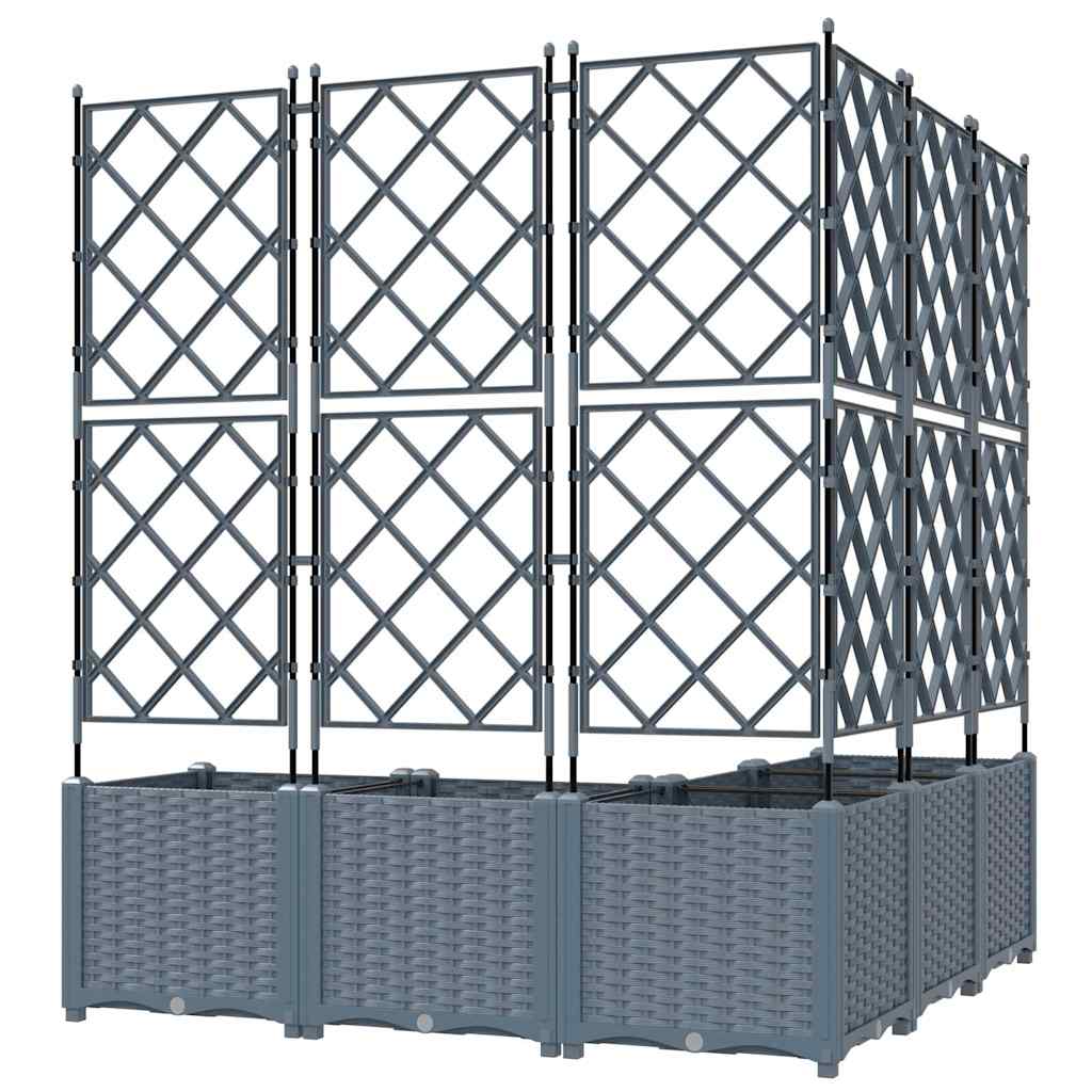 Garden Planter 5 pcs LiGht Grey 120 x 120 x 143 cm Plastic