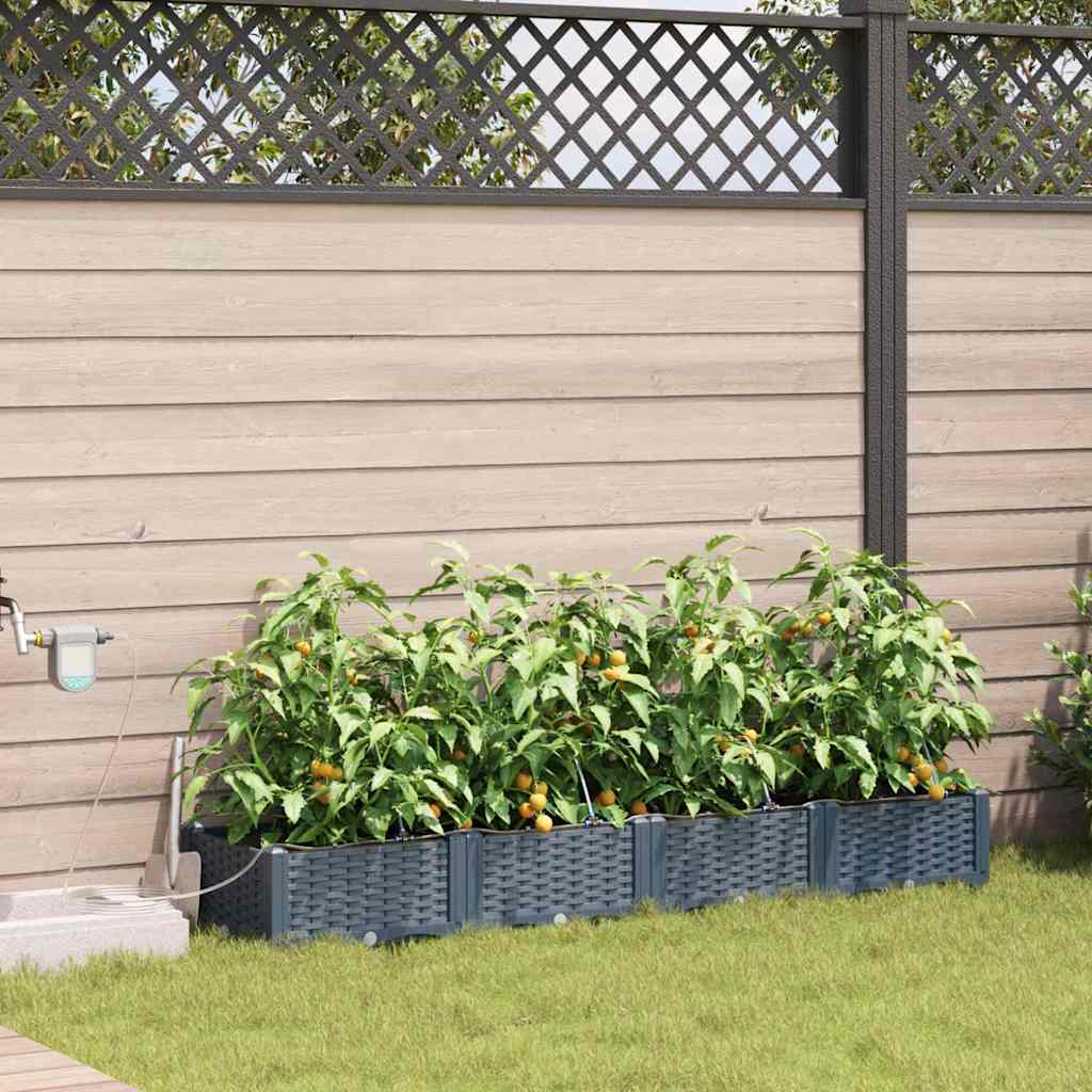 Garden Planter 4 pcs LiGht Grey 160 x 40 x 22 cm Plastic