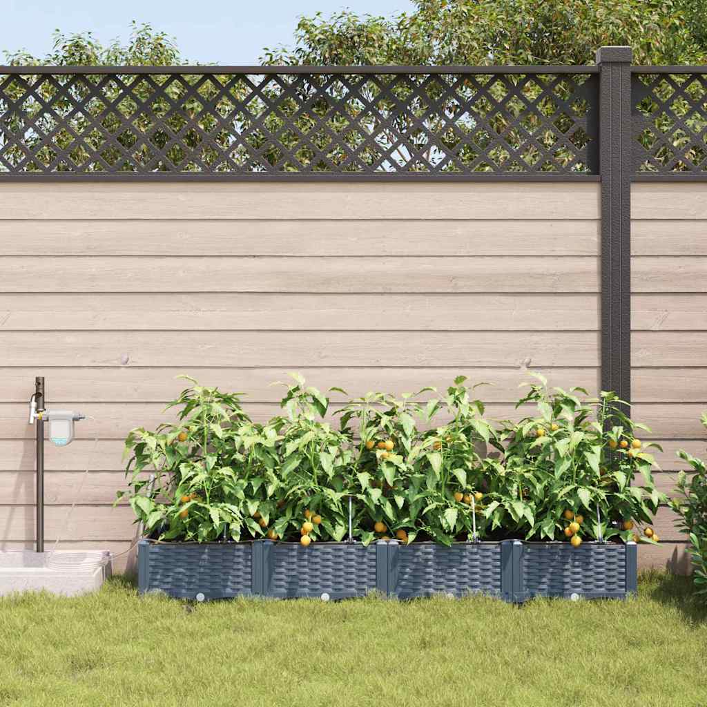 Garden Planter 4 pcs LiGht Grey 160 x 40 x 22 cm Plastic