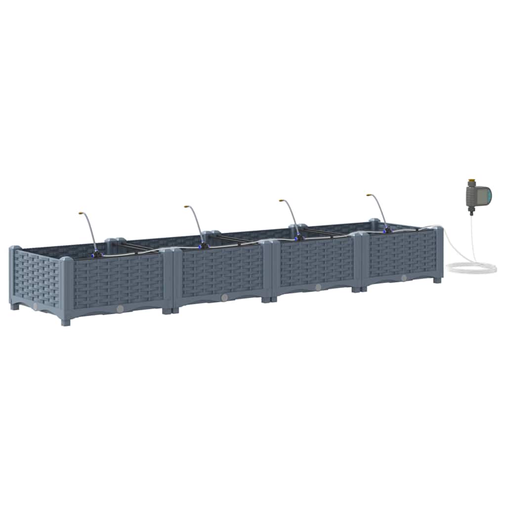 Garden Planter 4 pcs LiGht Grey 160 x 40 x 22 cm Plastic