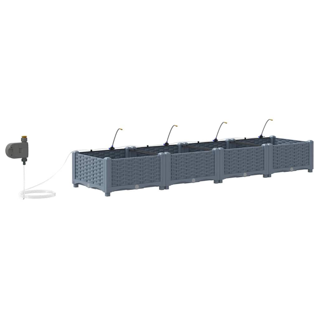 Garden Planter 4 pcs LiGht Grey 160 x 40 x 22 cm Plastic