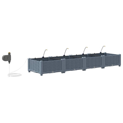 Garden Planter 4 pcs LiGht Grey 160 x 40 x 22 cm Plastic