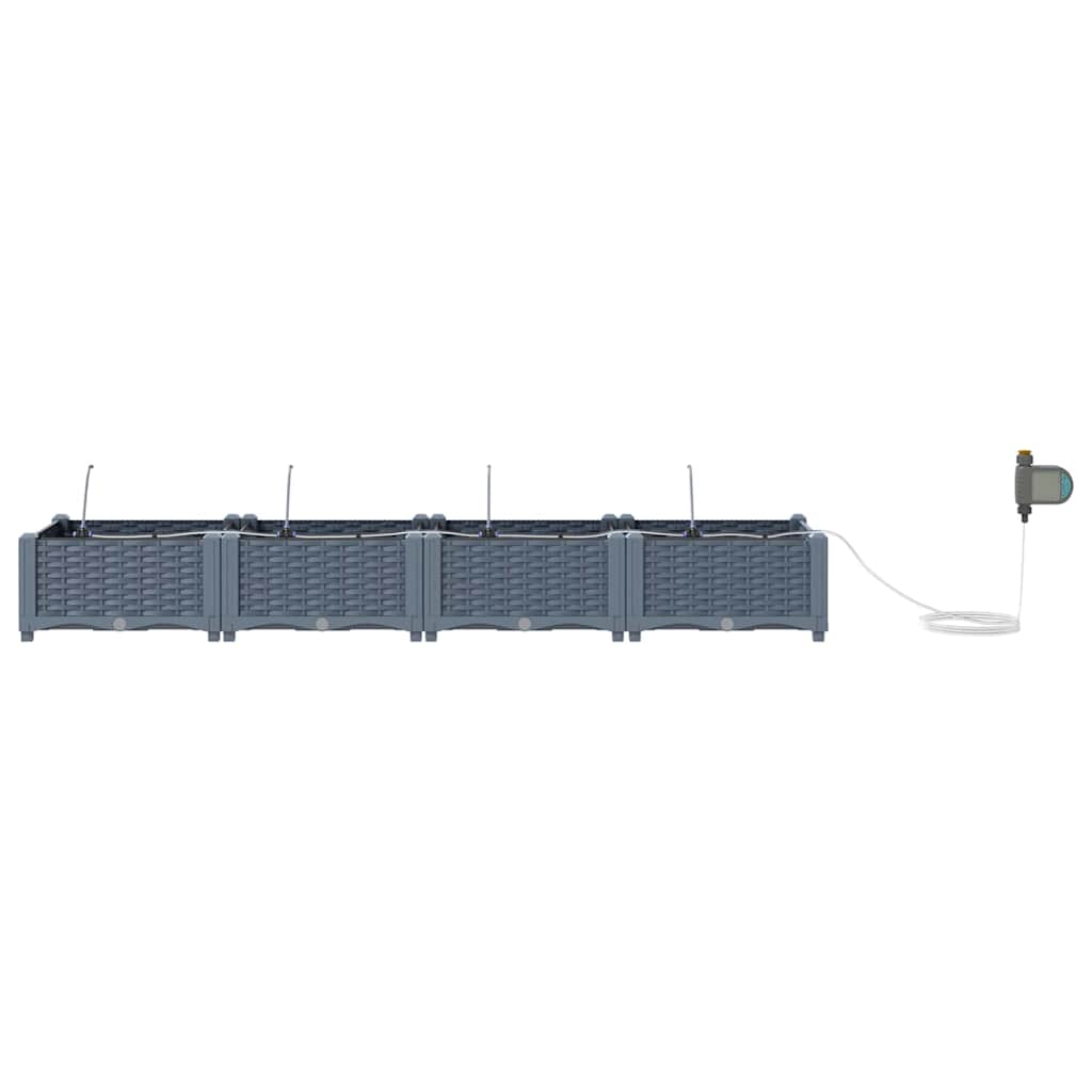 Garden Planter 4 pcs LiGht Grey 160 x 40 x 22 cm Plastic