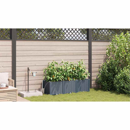 Garden Planter 3 pcs LiGht Grey 120 x 40 x 37.5 cm Plastic