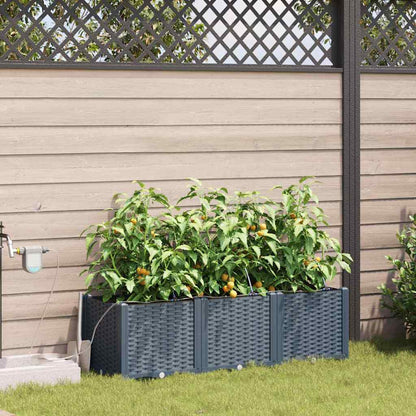Garden Planter 3 pcs LiGht Grey 120 x 40 x 37.5 cm Plastic