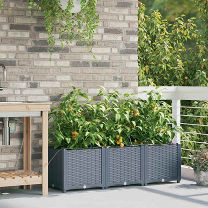 Garden Planter 3 pcs LiGht Grey 120 x 40 x 37.5 cm Plastic