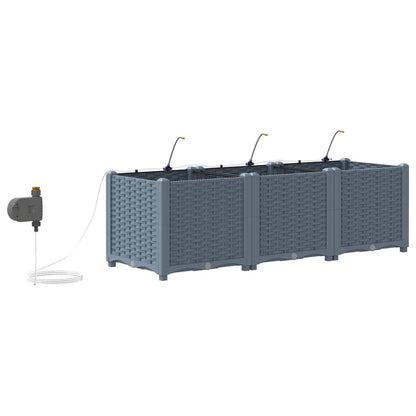 Garden Planter 3 pcs LiGht Grey 120 x 40 x 37.5 cm Plastic