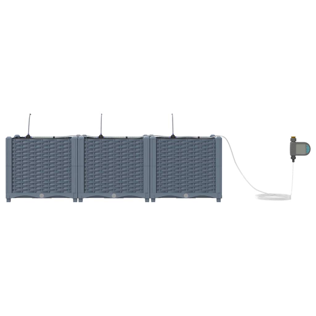 Garden Planter 3 pcs LiGht Grey 120 x 40 x 37.5 cm Plastic