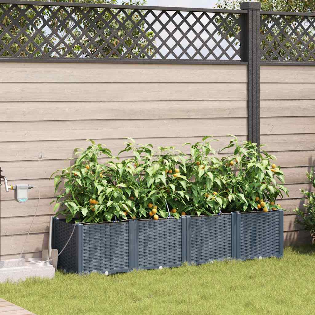 Garden Planter 4 pcs LiGht Grey Steel