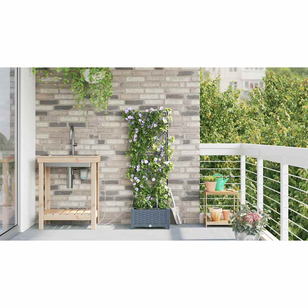 Garden Planter LiGht Grey 40 x 40 x 126 cm PP