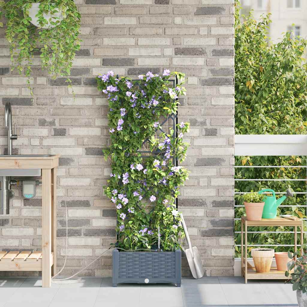 Garden Planter LiGht Grey 40 x 40 x 126 cm PP