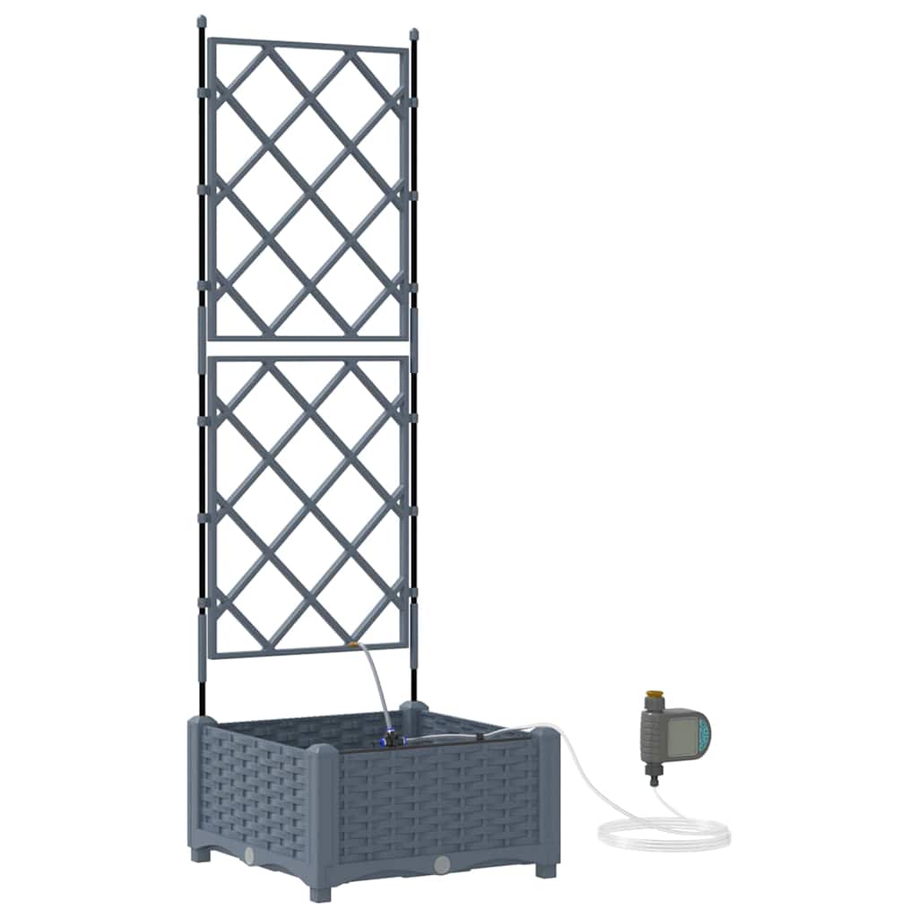 Garden Planter LiGht Grey 40 x 40 x 126 cm PP