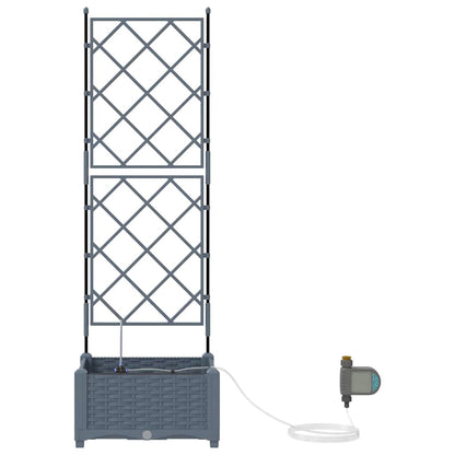 Garden Planter LiGht Grey 40 x 40 x 126 cm PP