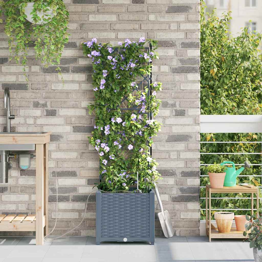 Garden Planter 2 pcs LiGht Grey 40 x 40 x 142 cm Plastic