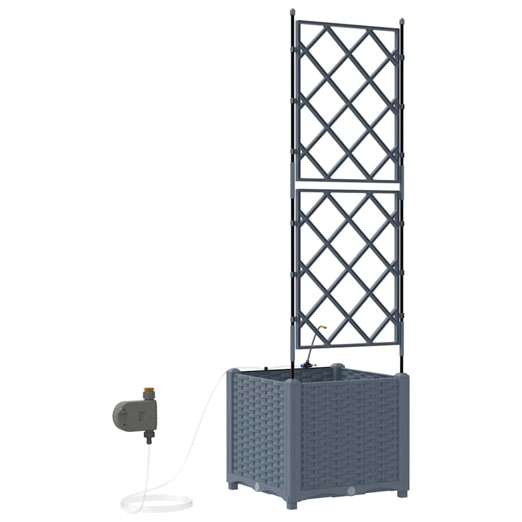 Garden Planter 2 pcs LiGht Grey 40 x 40 x 142 cm Plastic