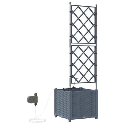 Garden Planter 2 pcs LiGht Grey 40 x 40 x 142 cm Plastic