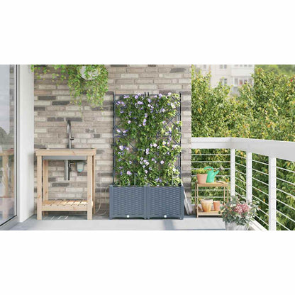 Garden Planter 2 pcs LiGht Grey Steel