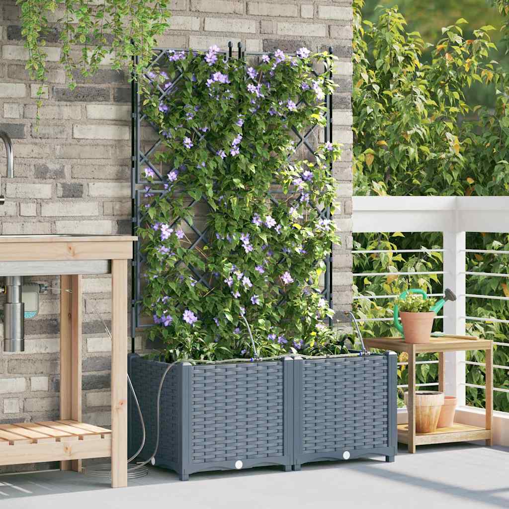Garden Planter 2 pcs LiGht Grey Steel