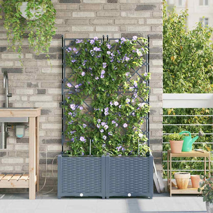 Garden Planter 2 pcs LiGht Grey Steel