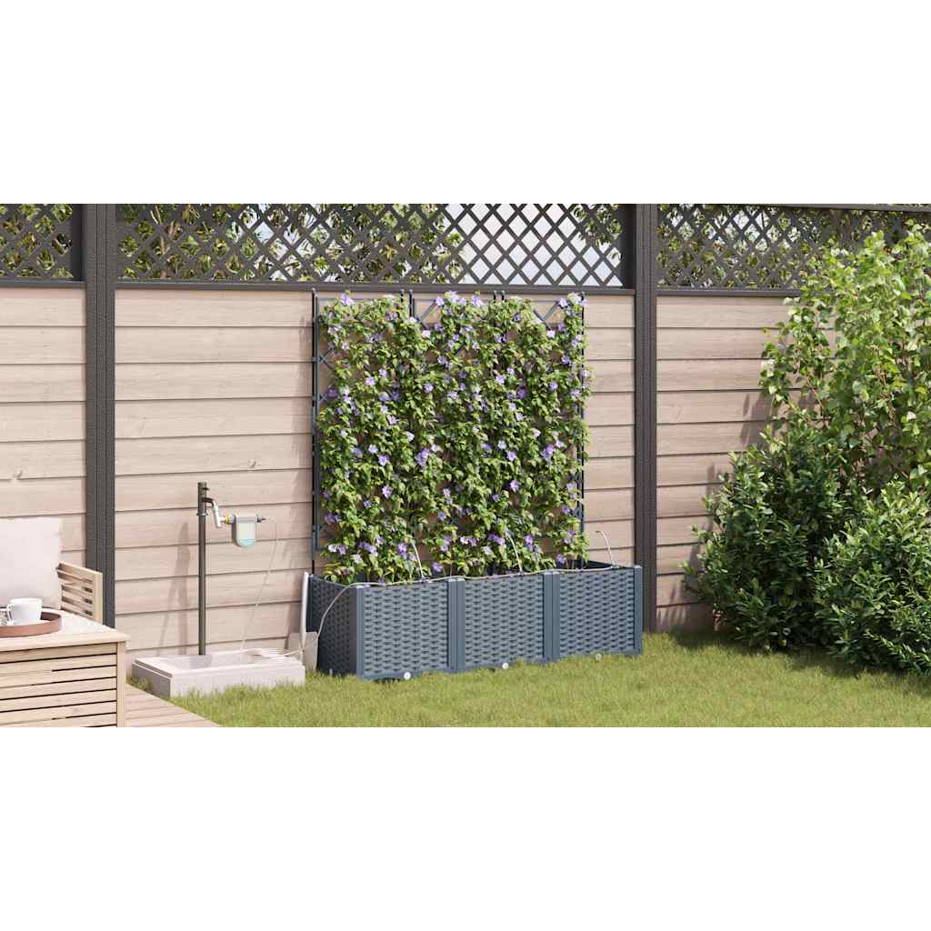 Garden Planter 3 pcs LiGht Grey 120 x 40 x 142 cm Plastic