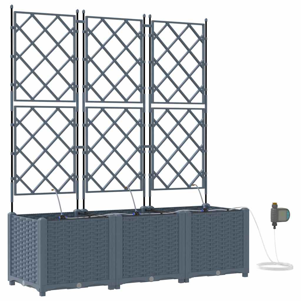 Garden Planter 3 pcs LiGht Grey 120 x 40 x 142 cm Plastic