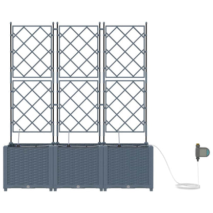 Garden Planter 3 pcs LiGht Grey 120 x 40 x 142 cm Plastic