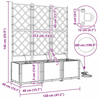 Garden Planter 3 pcs LiGht Grey 120 x 40 x 142 cm Plastic