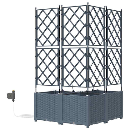 Garden Planter 3 pcs LiGht Grey Steel