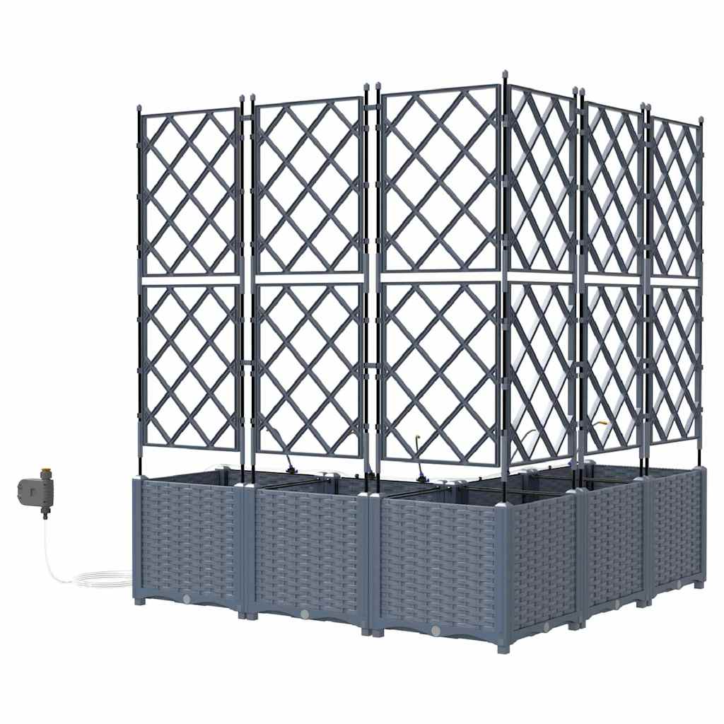 Garden Planter 5 pcs LiGht Grey Steel