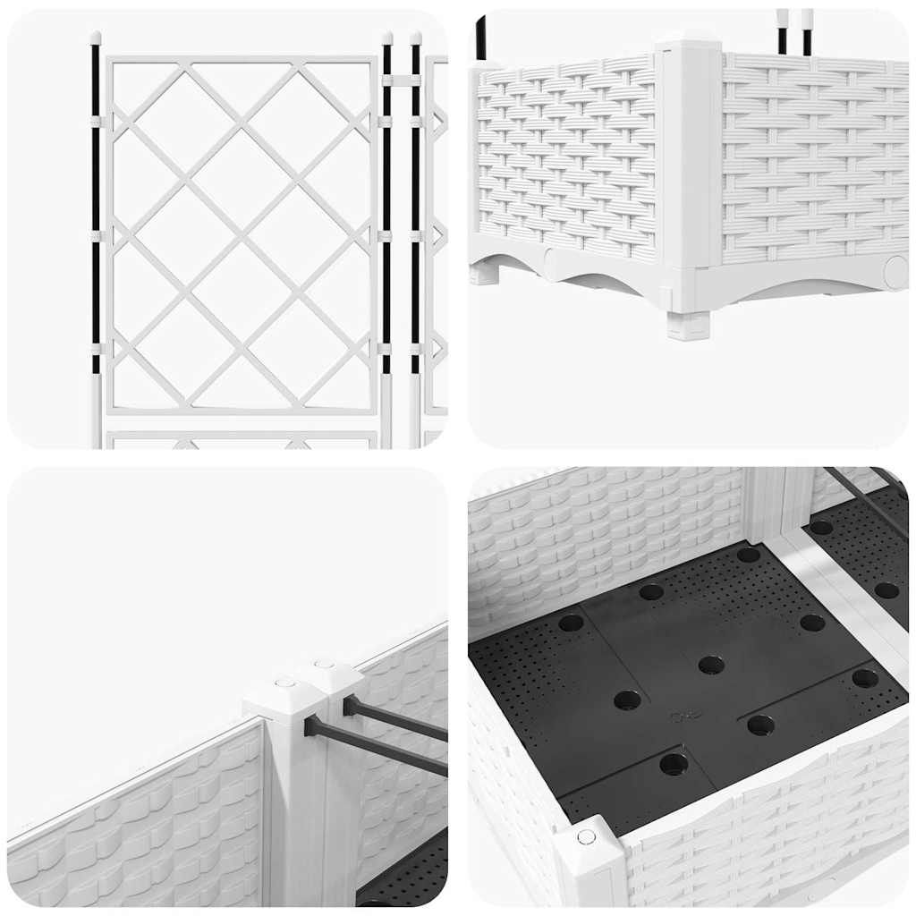 Garden Planter 3 pcs White 120 x 40 x 125.5 cm Plastic