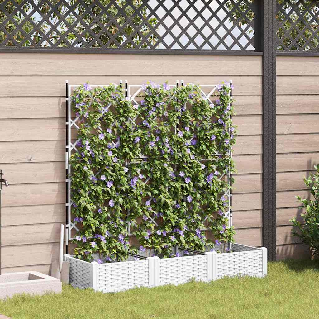 Garden Planter 3 pcs White 120 x 40 x 125.5 cm Plastic