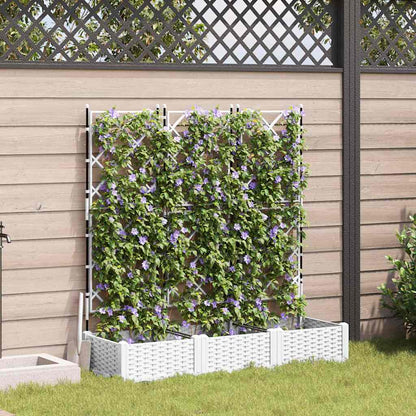 Garden Planter 3 pcs White 120 x 40 x 125.5 cm Plastic