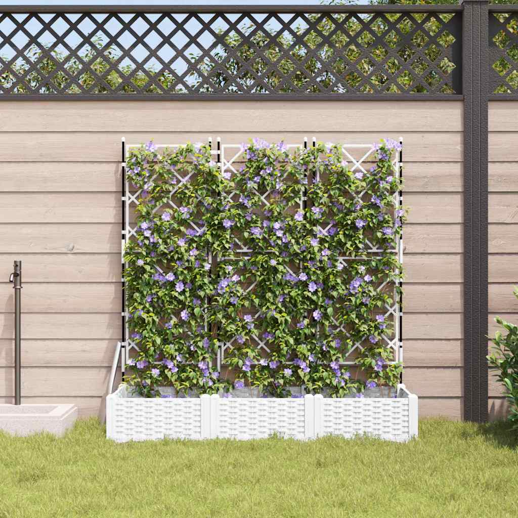 Garden Planter 3 pcs White 120 x 40 x 125.5 cm Plastic
