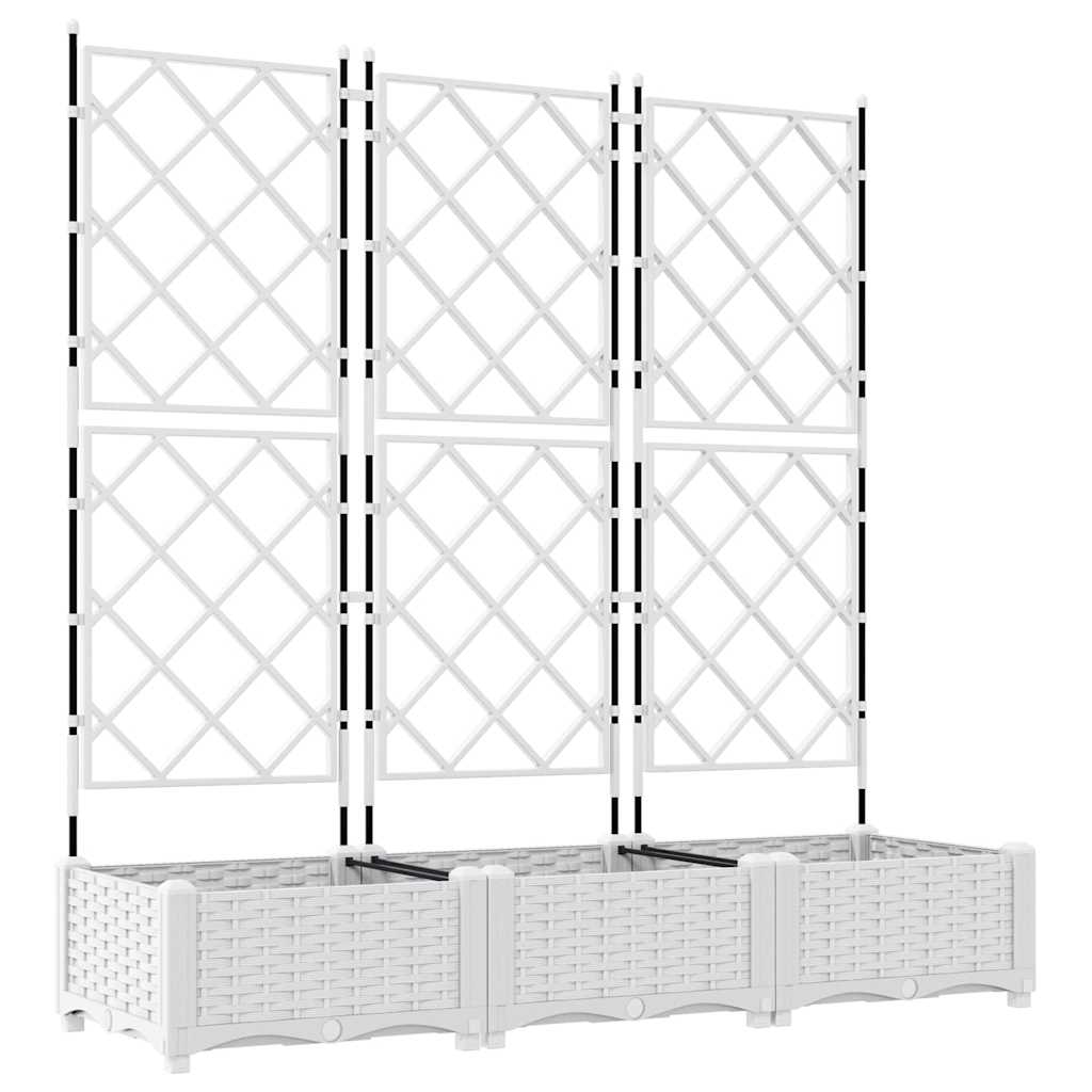 Garden Planter 3 pcs White 120 x 40 x 125.5 cm Plastic