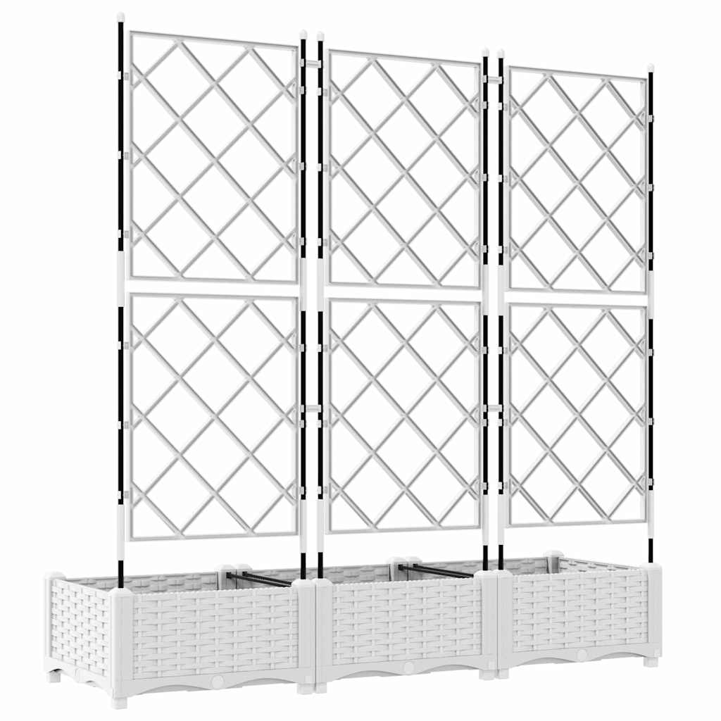 Garden Planter 3 pcs White 120 x 40 x 125.5 cm Plastic