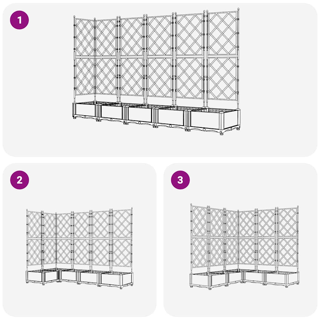 Garden Planter 5 pcs White 120 x 120 x 125.5 cm Plastic