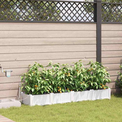 Garden Planter 4 pcs White 160 x 40 x 22 cm Plastic