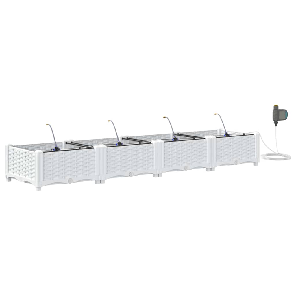 Garden Planter 4 pcs White 160 x 40 x 22 cm Plastic