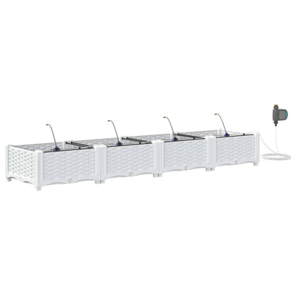 Garden Planter 4 pcs White 160 x 40 x 22 cm Plastic