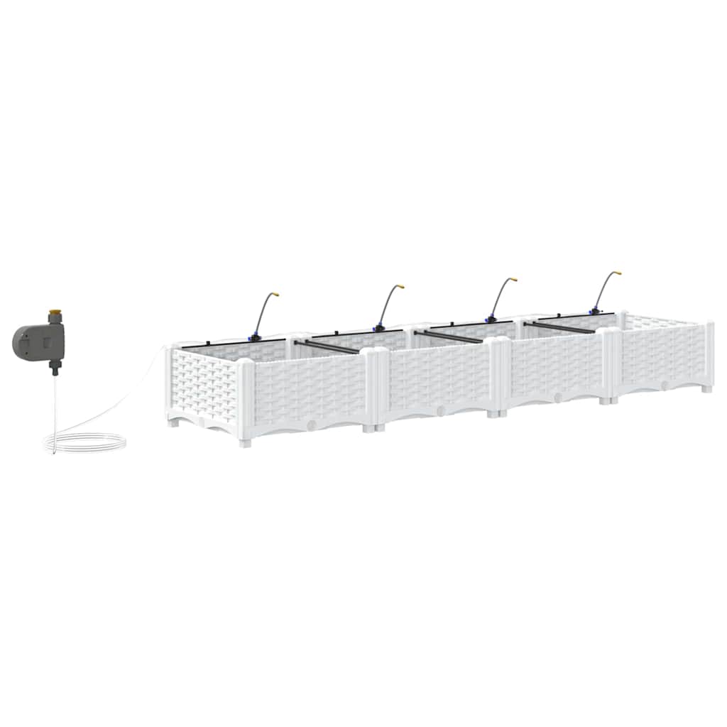 Garden Planter 4 pcs White 160 x 40 x 22 cm Plastic