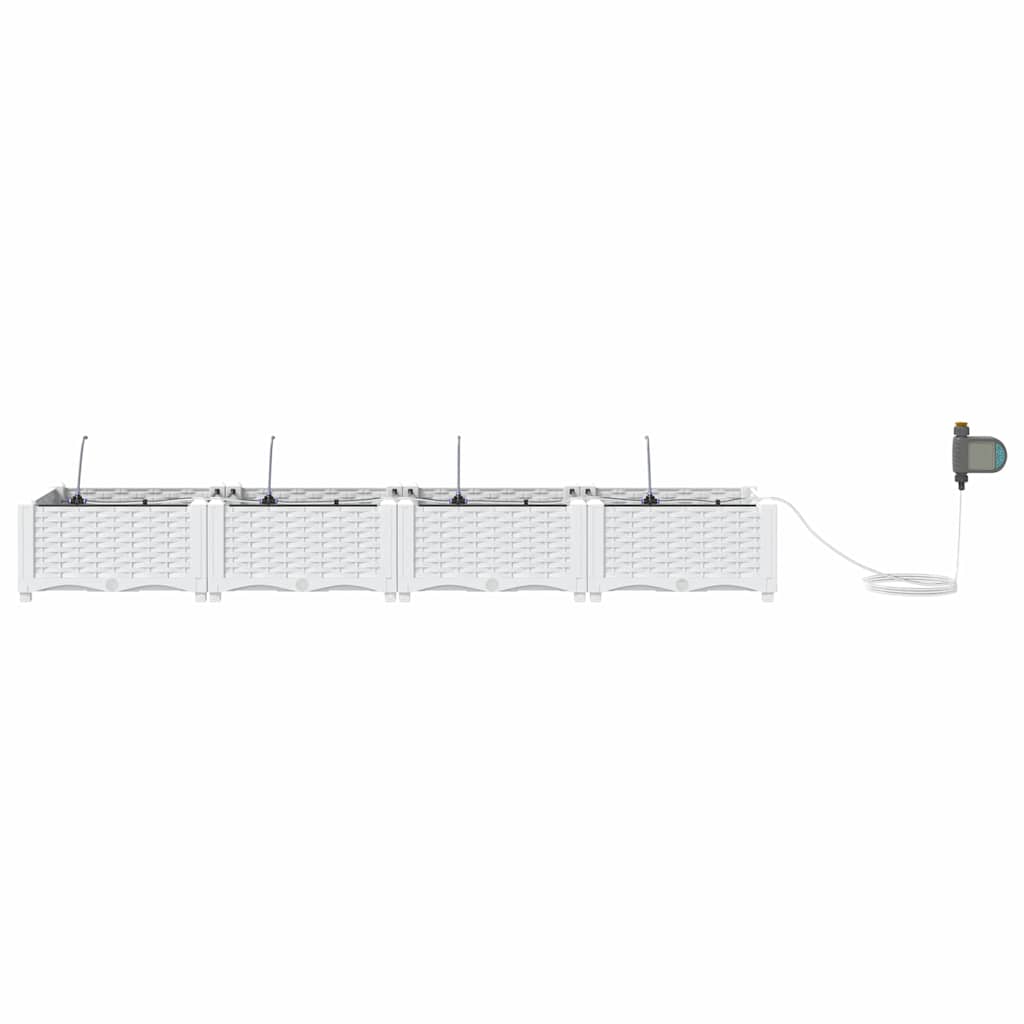 Garden Planter 4 pcs White 160 x 40 x 22 cm Plastic