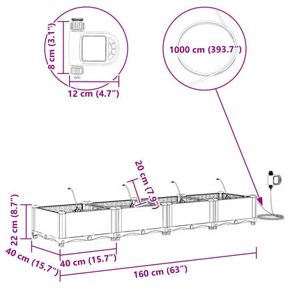 Garden Planter 4 pcs White 160 x 40 x 22 cm Plastic