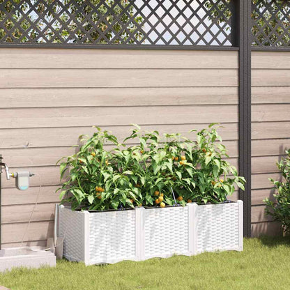 Garden Planter 3 pcs White Steel