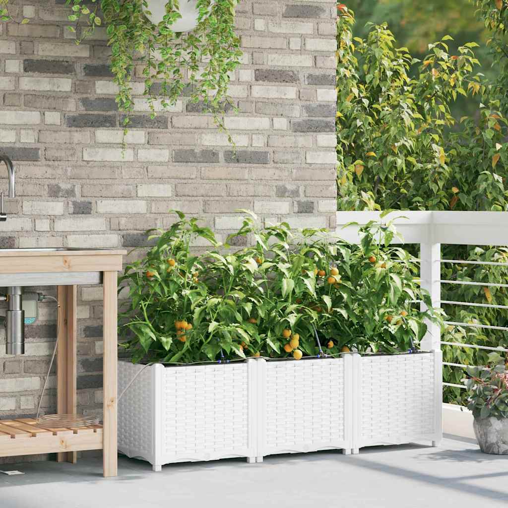 Garden Planter 3 pcs White Steel