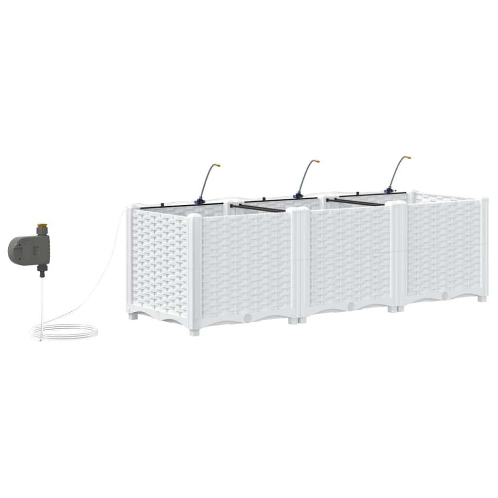 Garden Planter 3 pcs White Steel