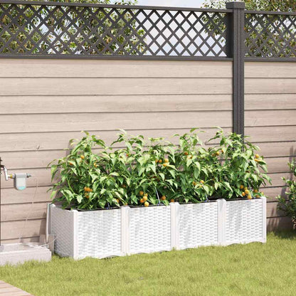 Garden Planter 4 pcs White Steel
